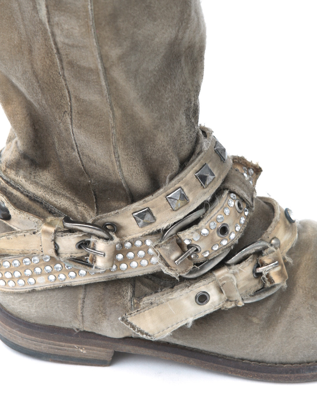 sand canva distressed embellished boots
