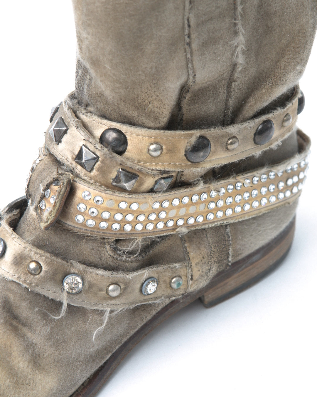 sand canva distressed embellished boots