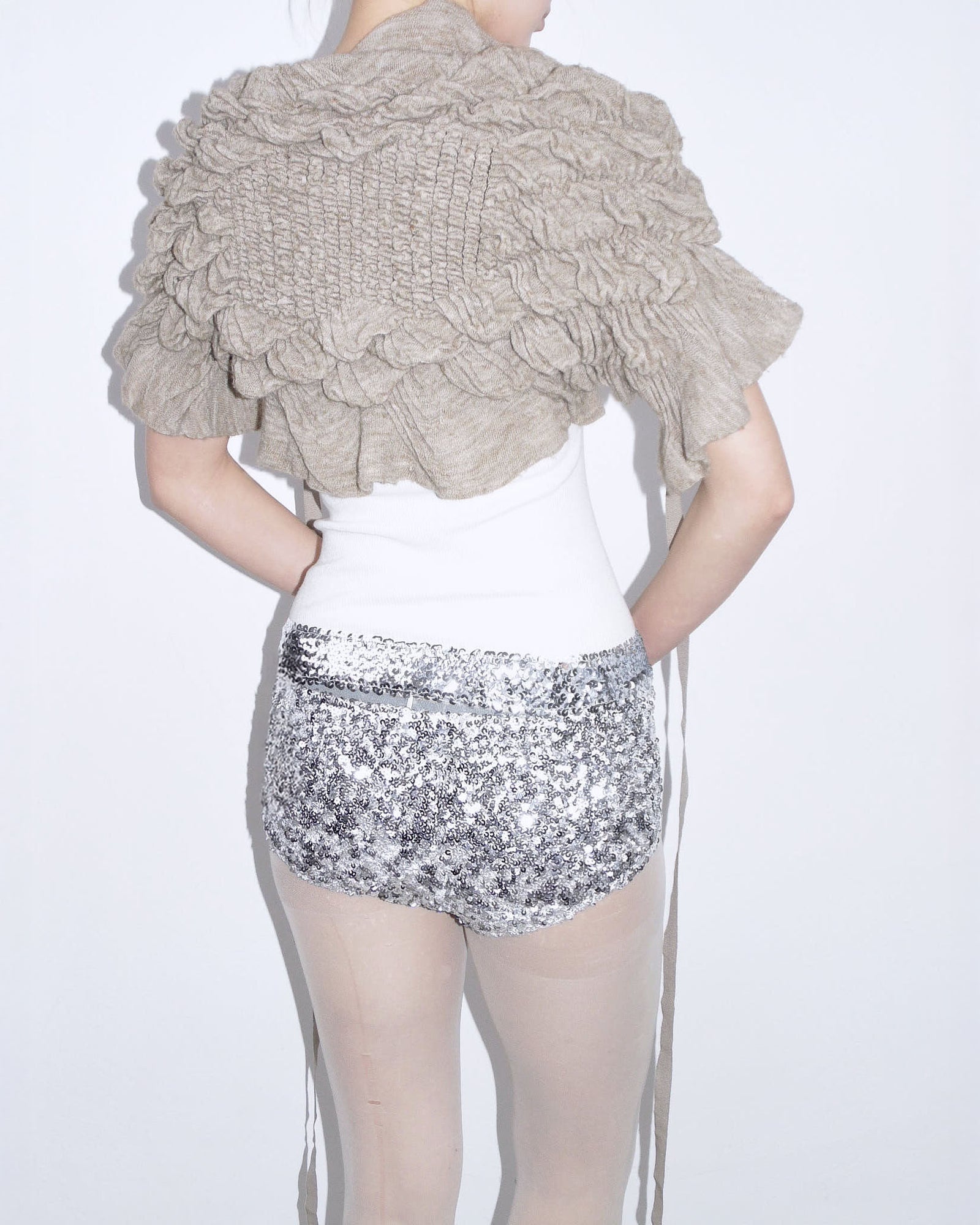 sculptural ruched wool bolero / sleeves