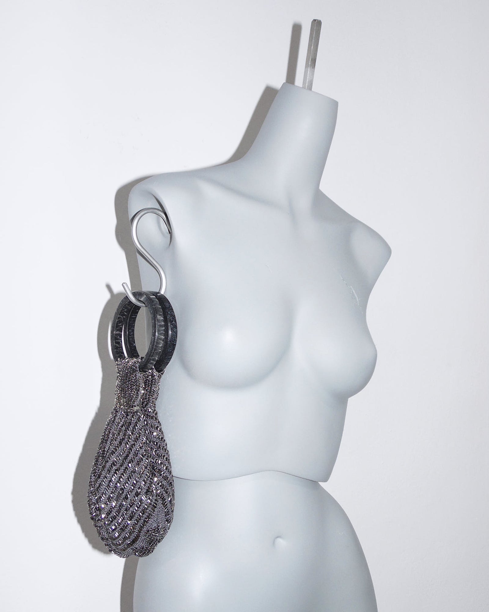 silver beaded ring handle pouch