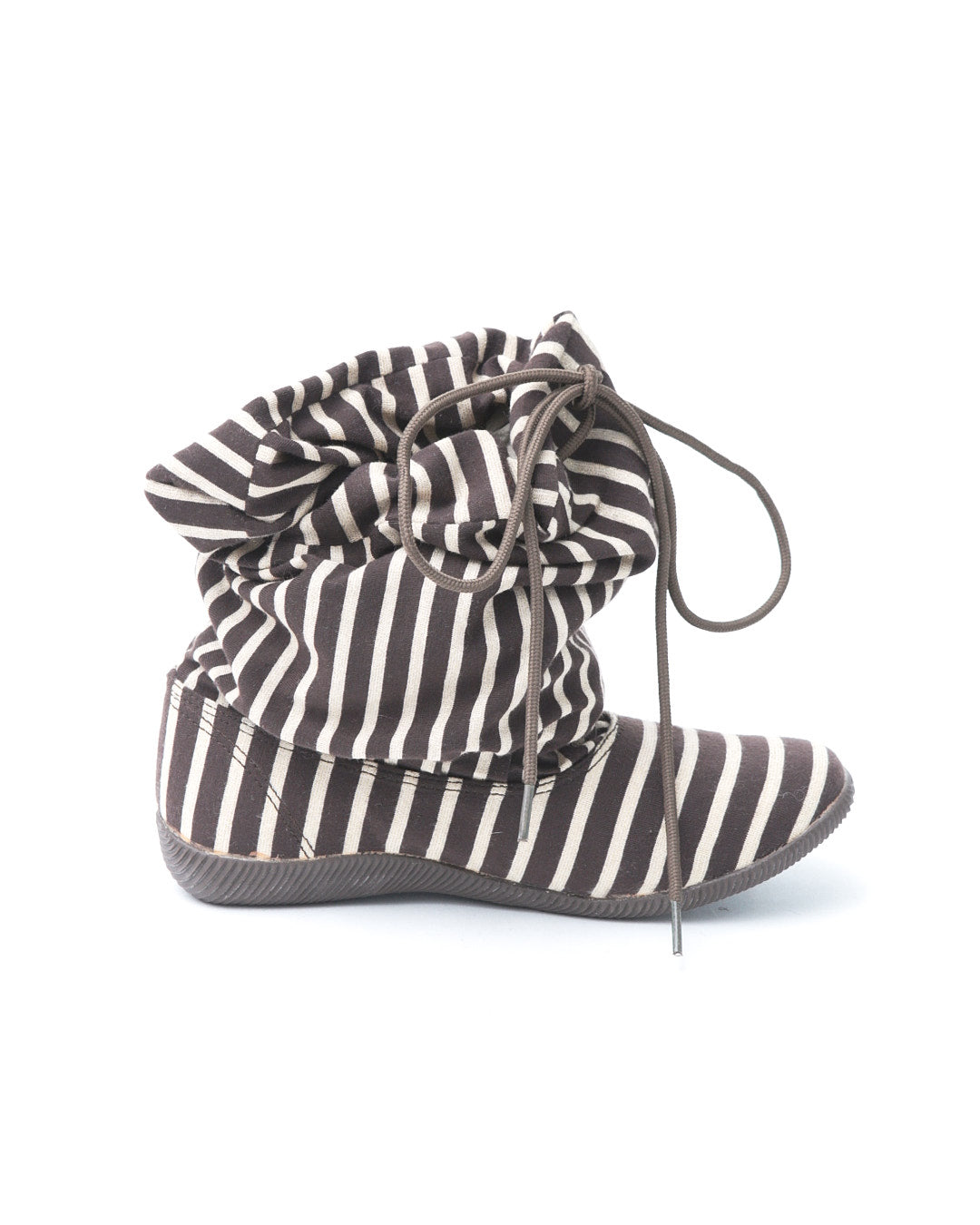 sluchy cotton beige & brown striped boots