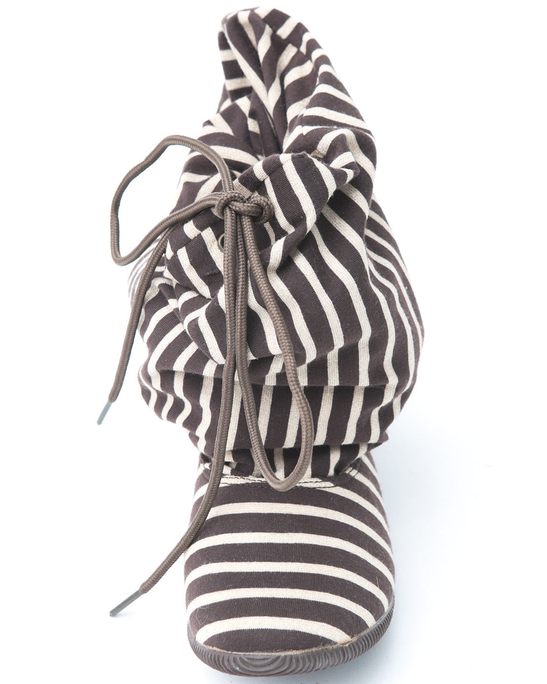 sluchy cotton beige & brown striped boots