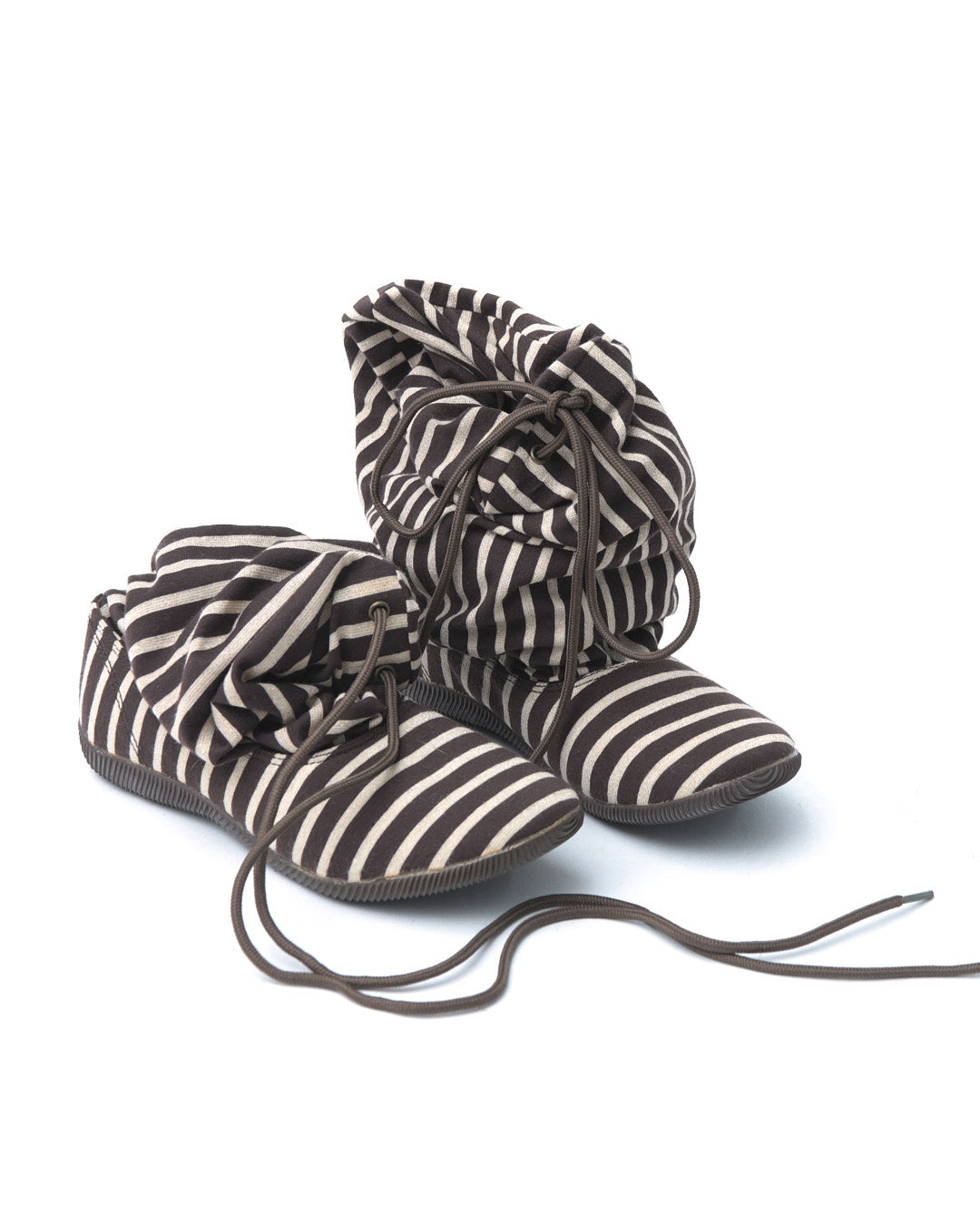 sluchy cotton beige & brown striped boots