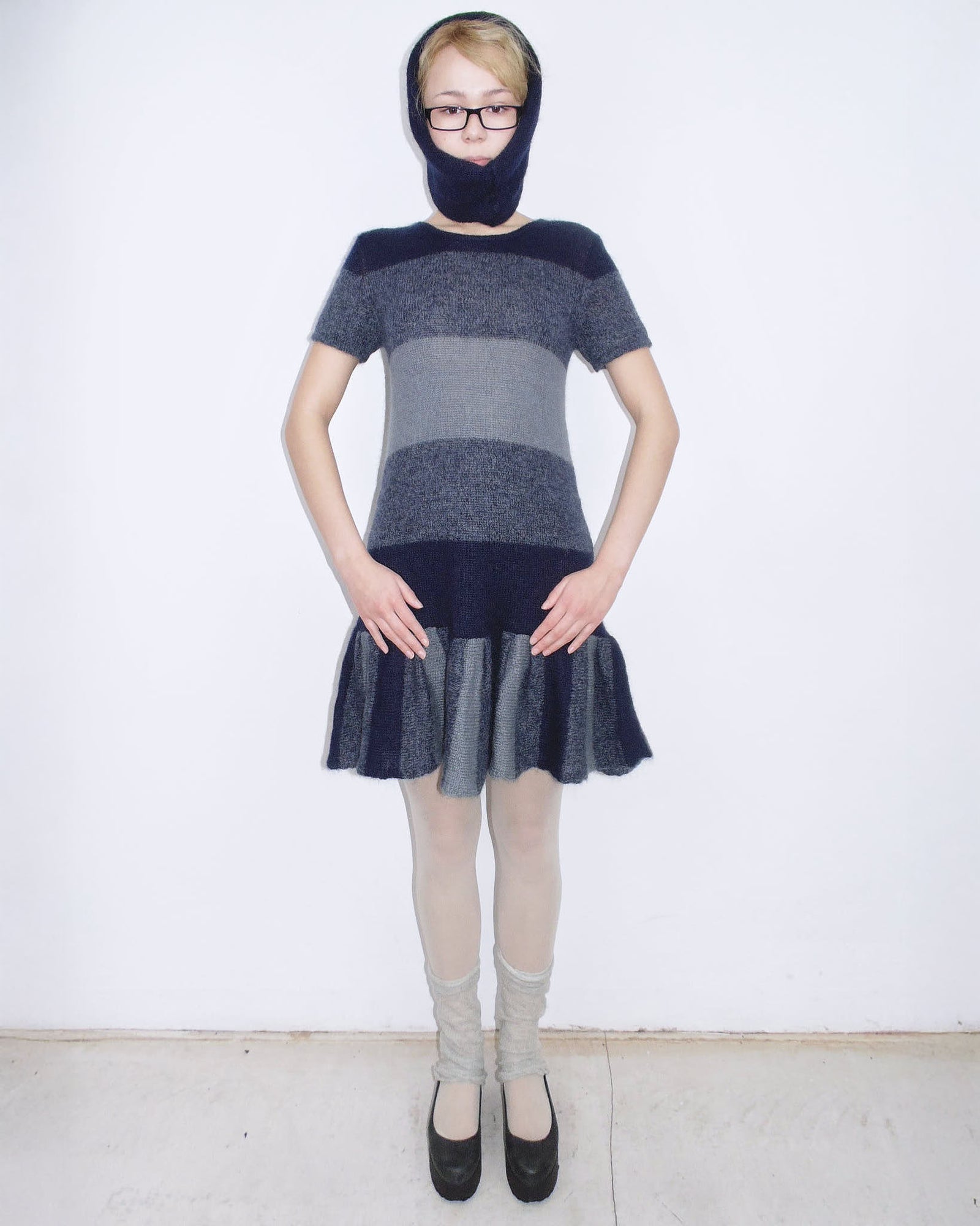 striped mohair mini dress
