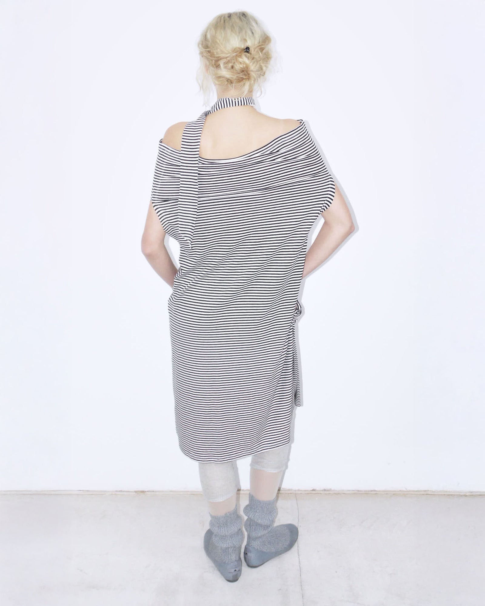 striped off-the-shoulder oversized midi dress – ANEMONIA