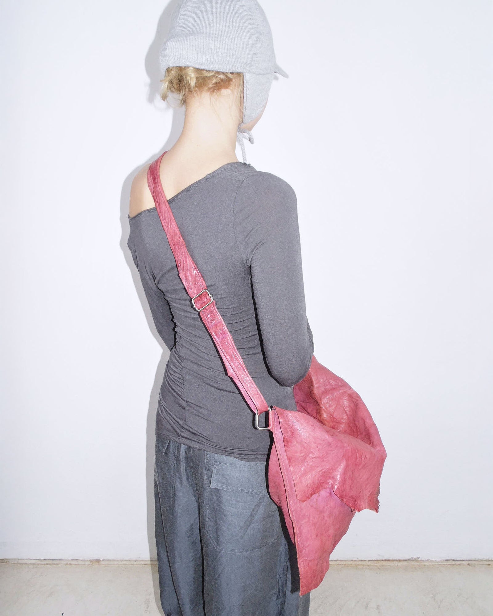 washed raspberry soft leather crossbody bag