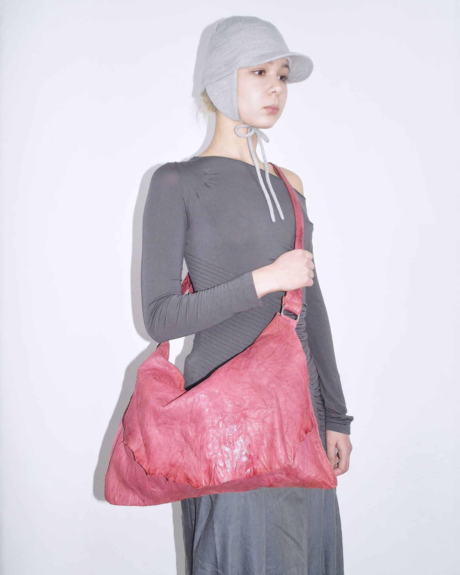 washed raspberry soft leather crossbody bag