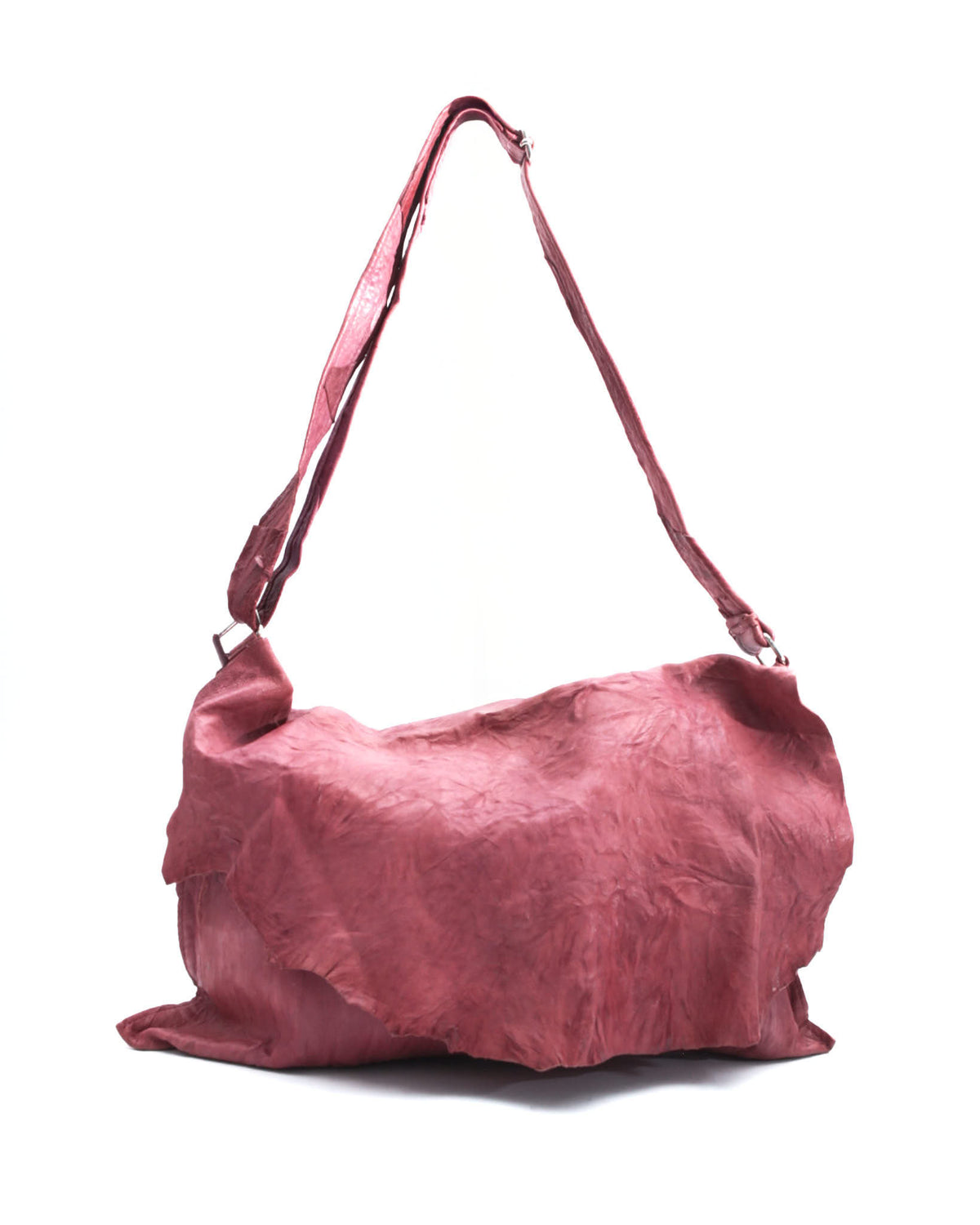washed raspberry soft leather crossbody bag