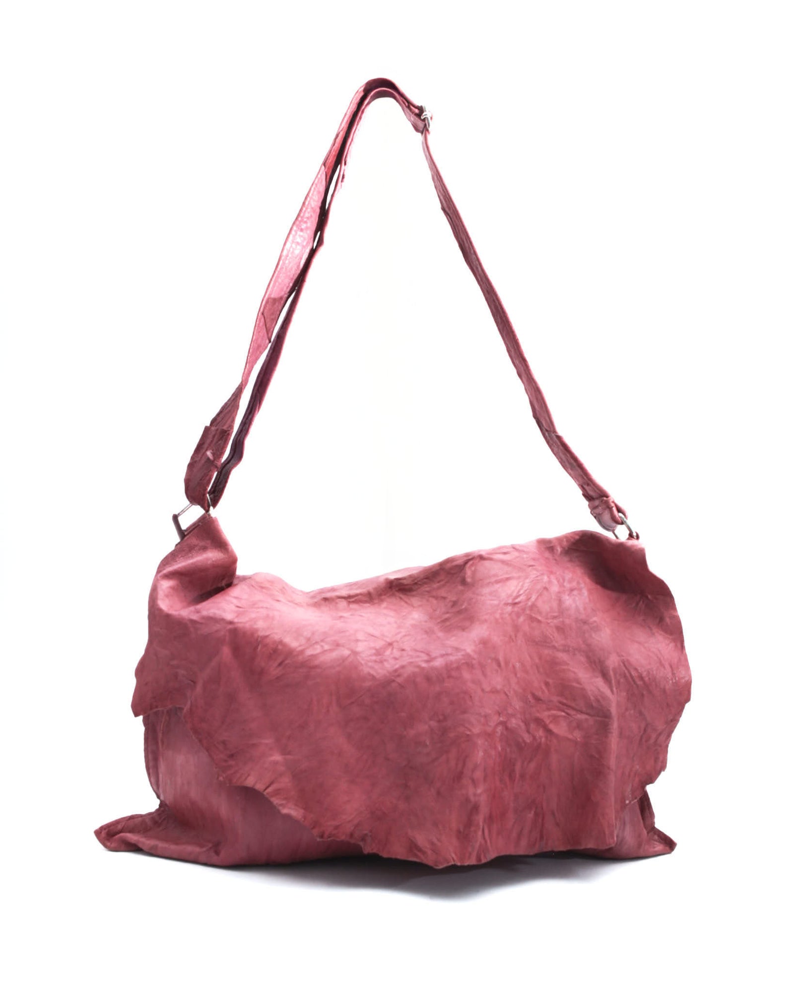 washed raspberry soft leather crossbody bag