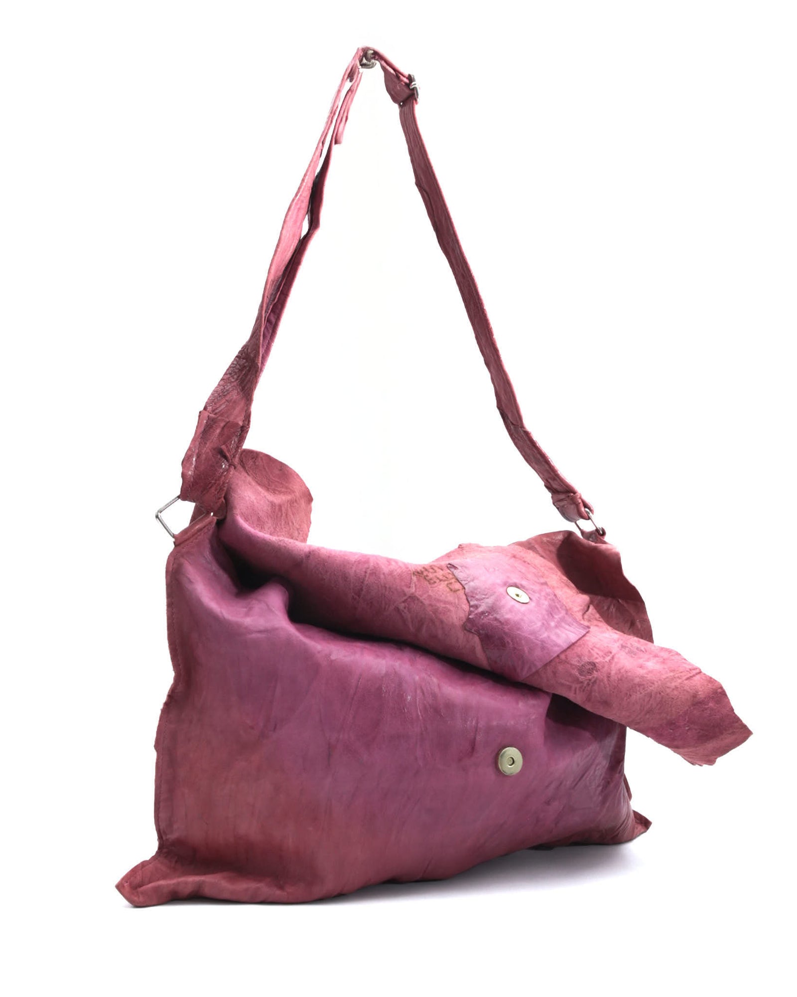 washed raspberry soft leather crossbody bag