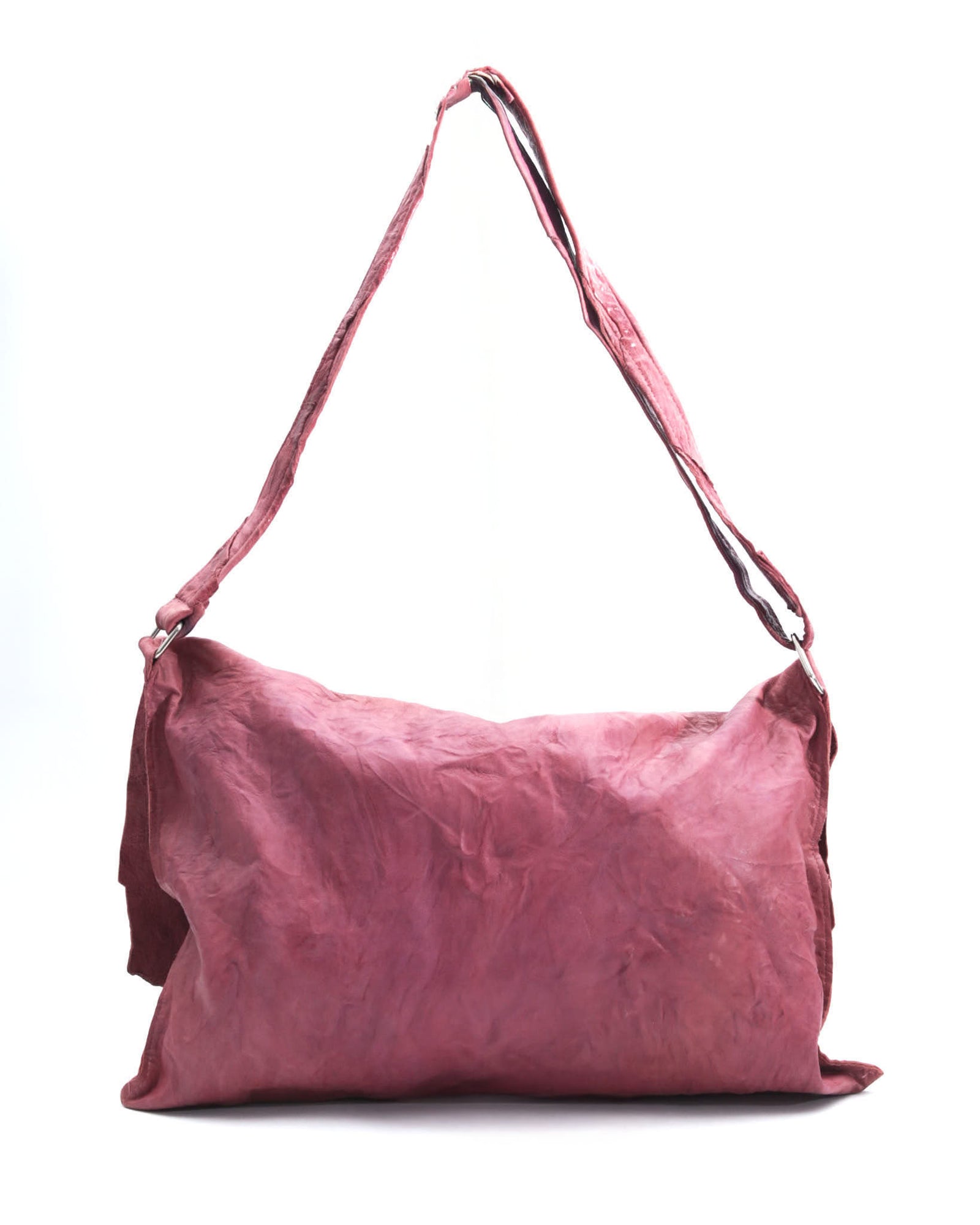 washed raspberry soft leather crossbody bag
