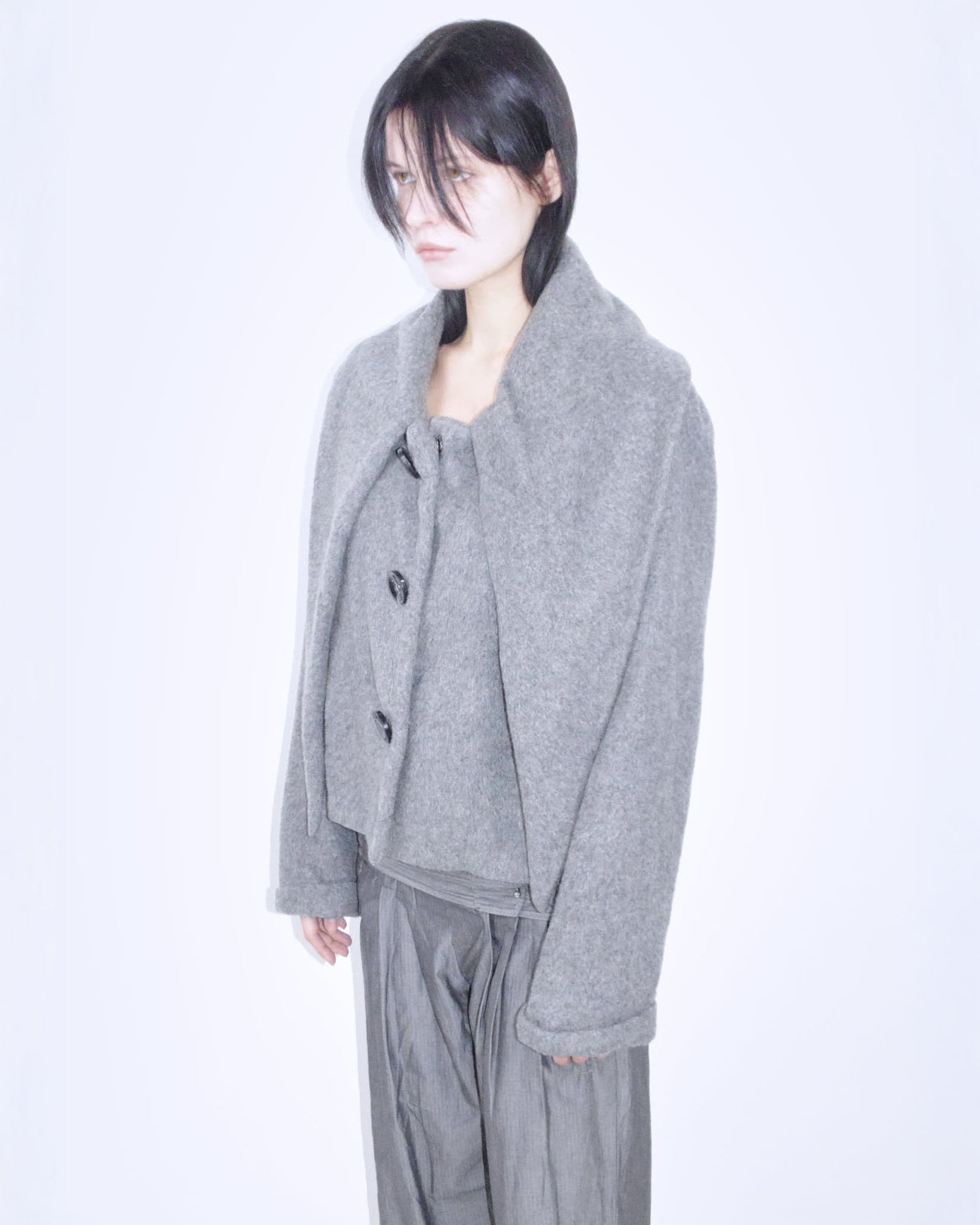wool oversized jacket with scarf