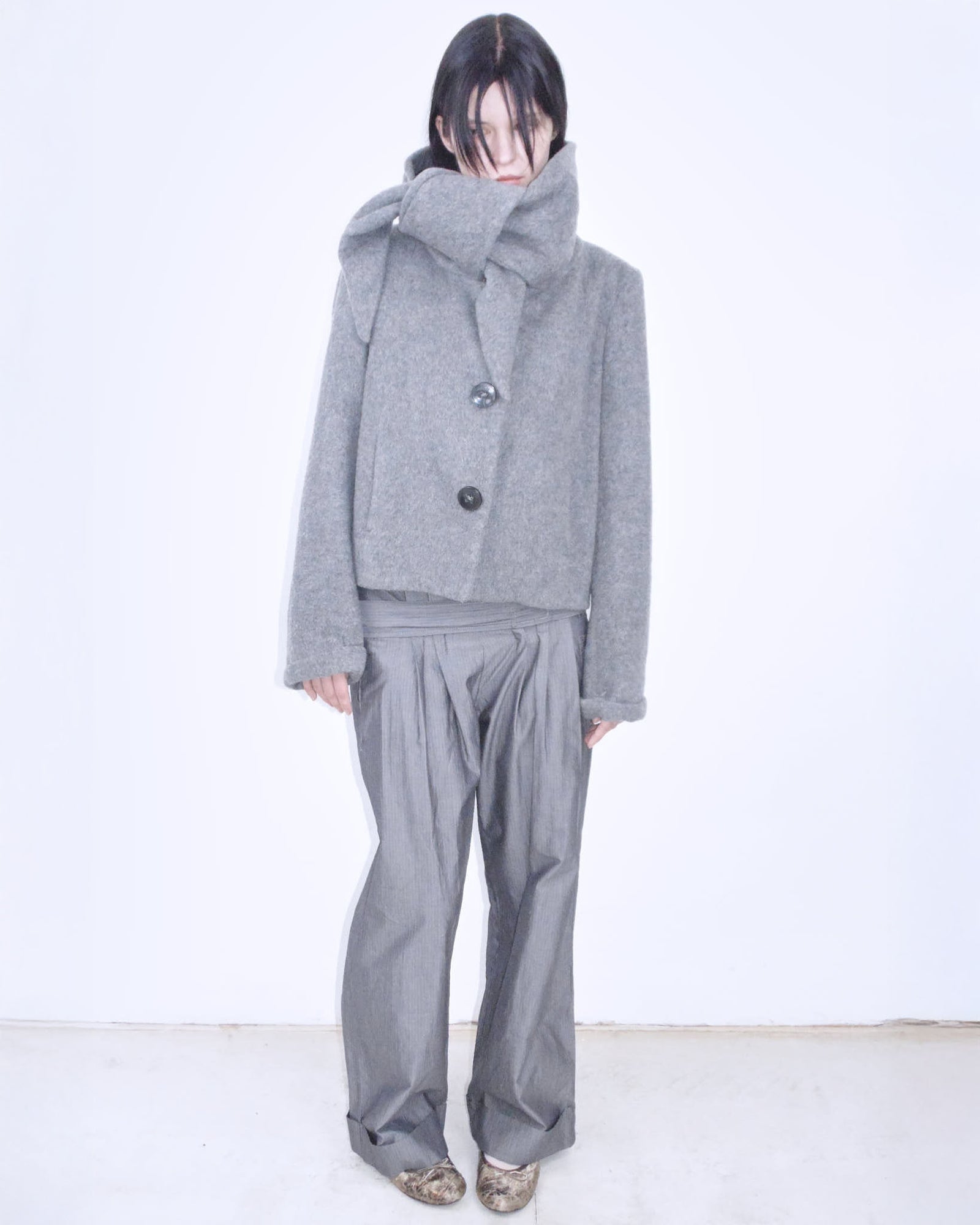 wool oversized jacket with scarf