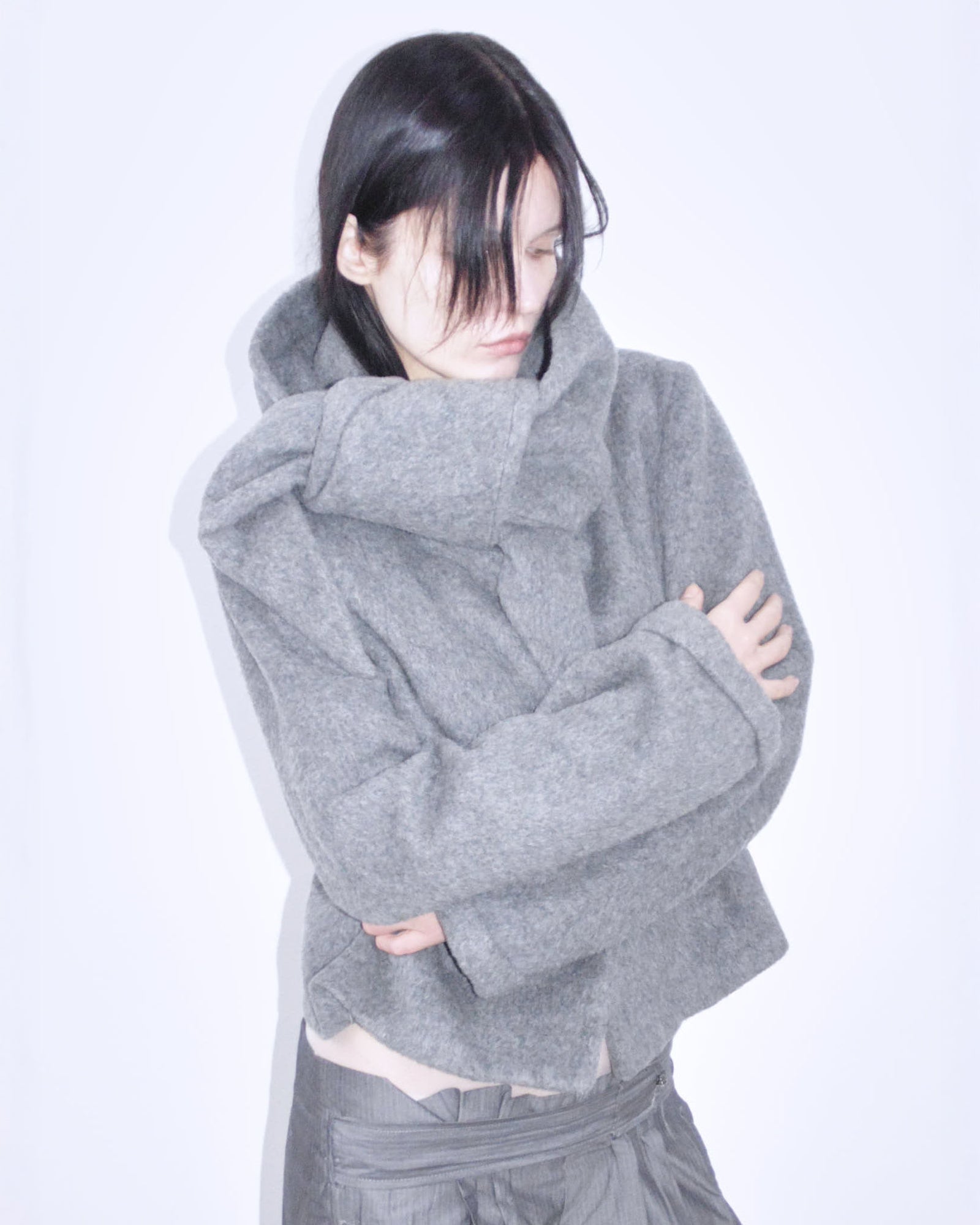 wool oversized jacket with scarf