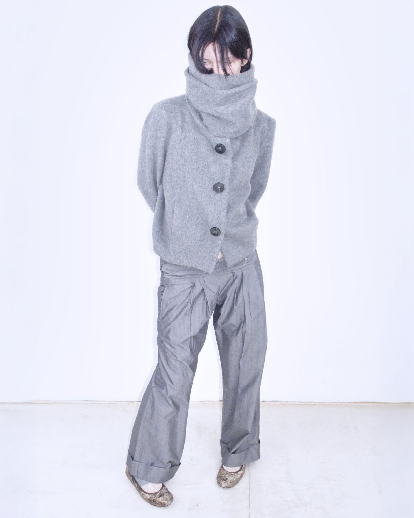 wool oversized jacket with scarf