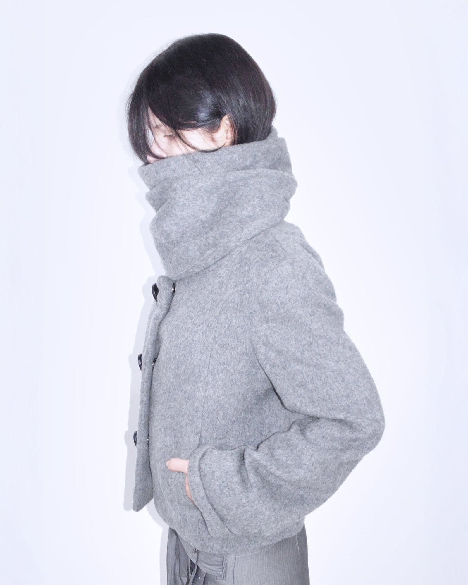 wool oversized jacket with scarf