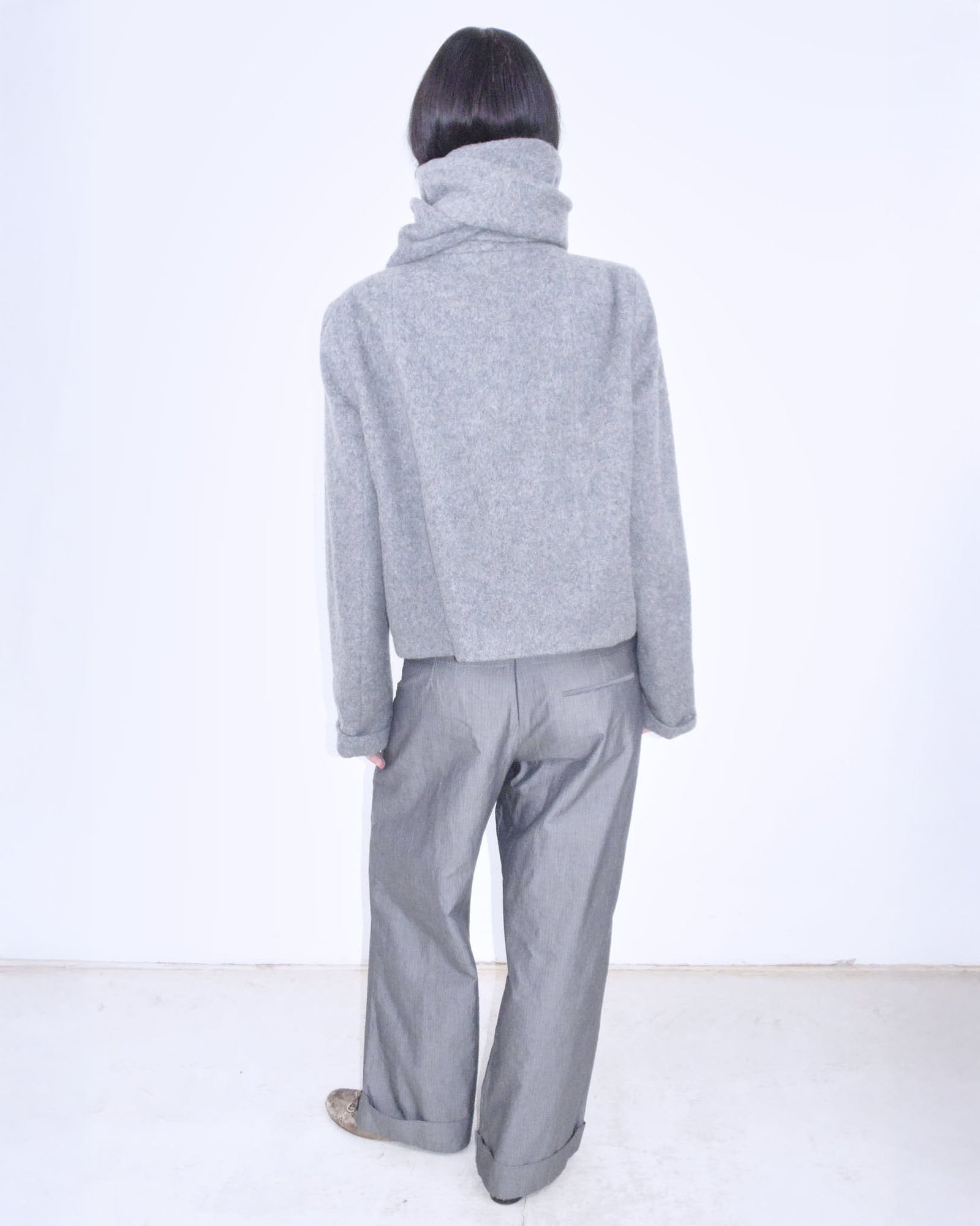 wool oversized jacket with scarf