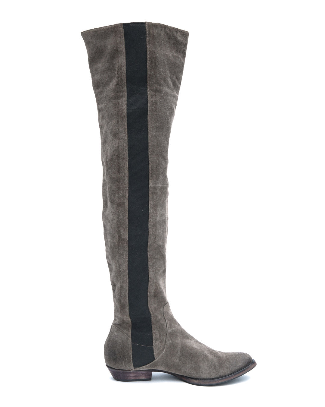 army green knee-high suede boots