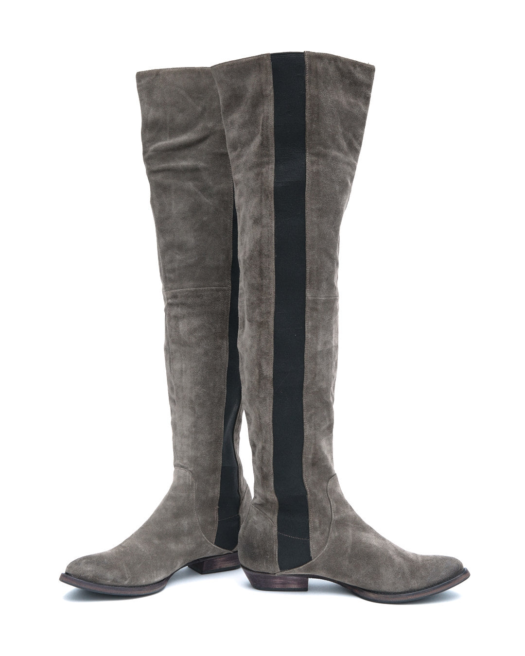 army green knee-high suede boots