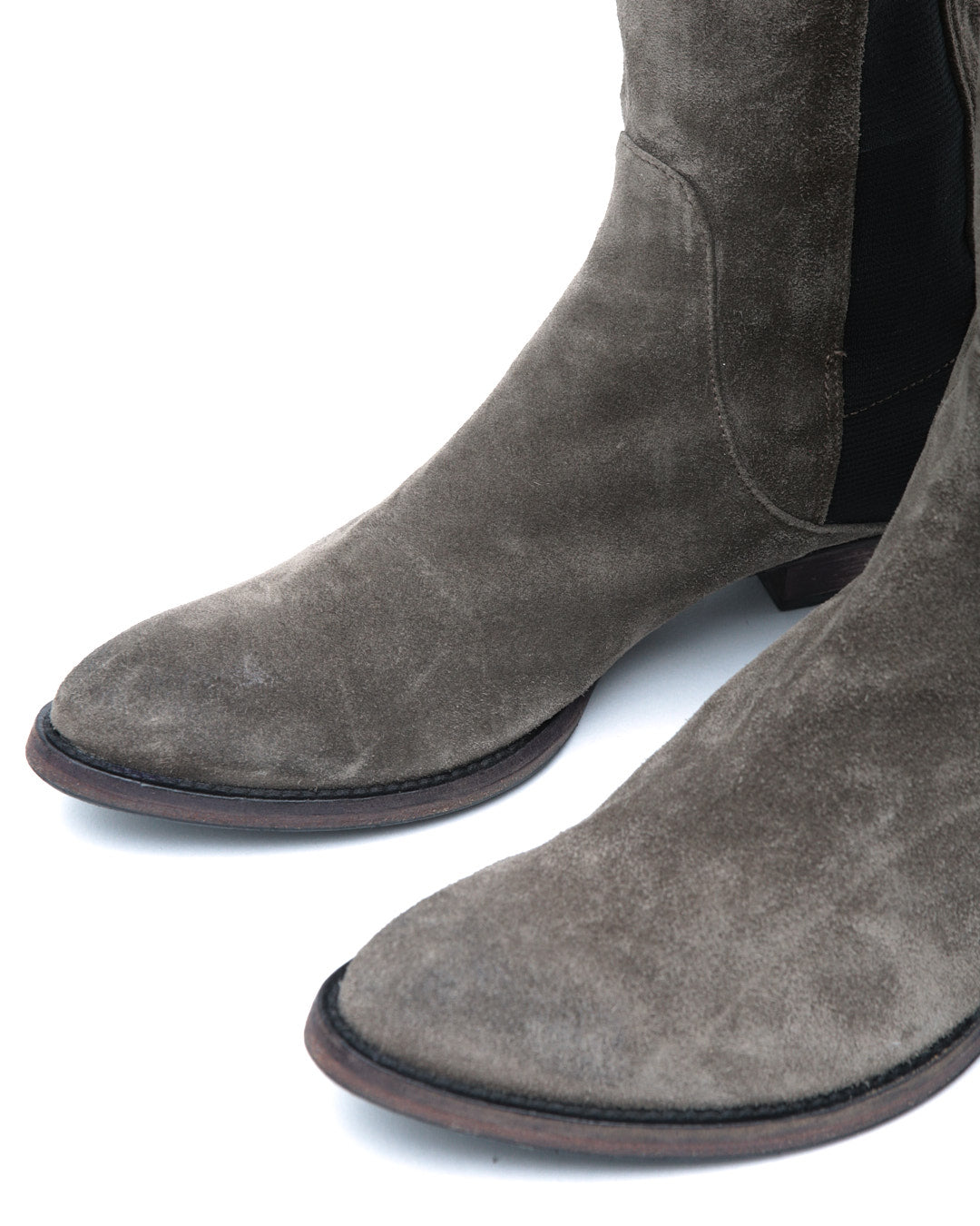 army green knee-high suede boots