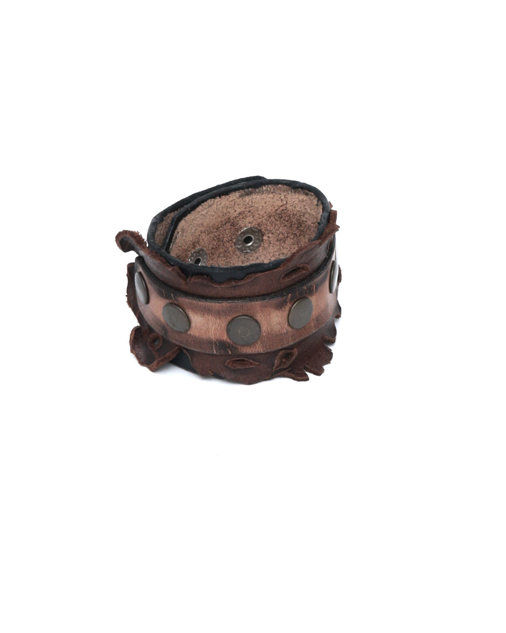 black and brown leather studded cuff