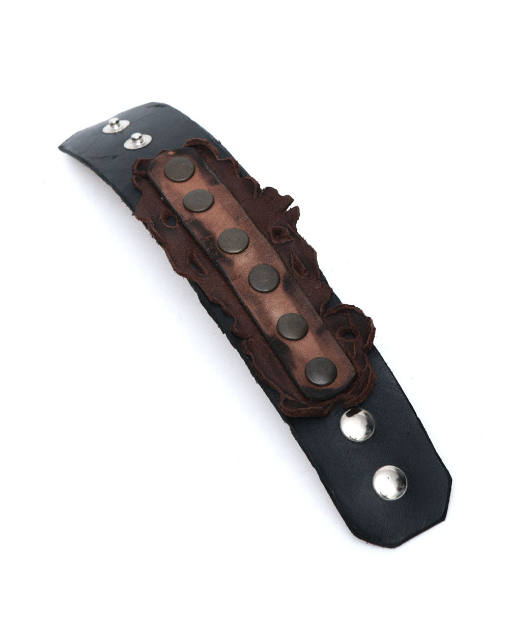 black and brown leather studded cuff