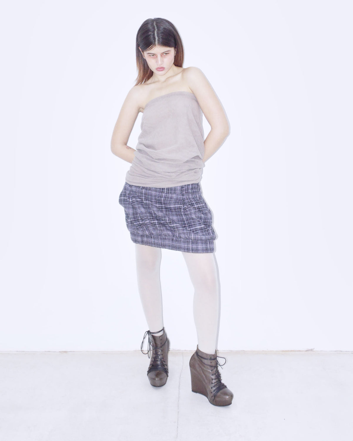purple plaid mini skirt
