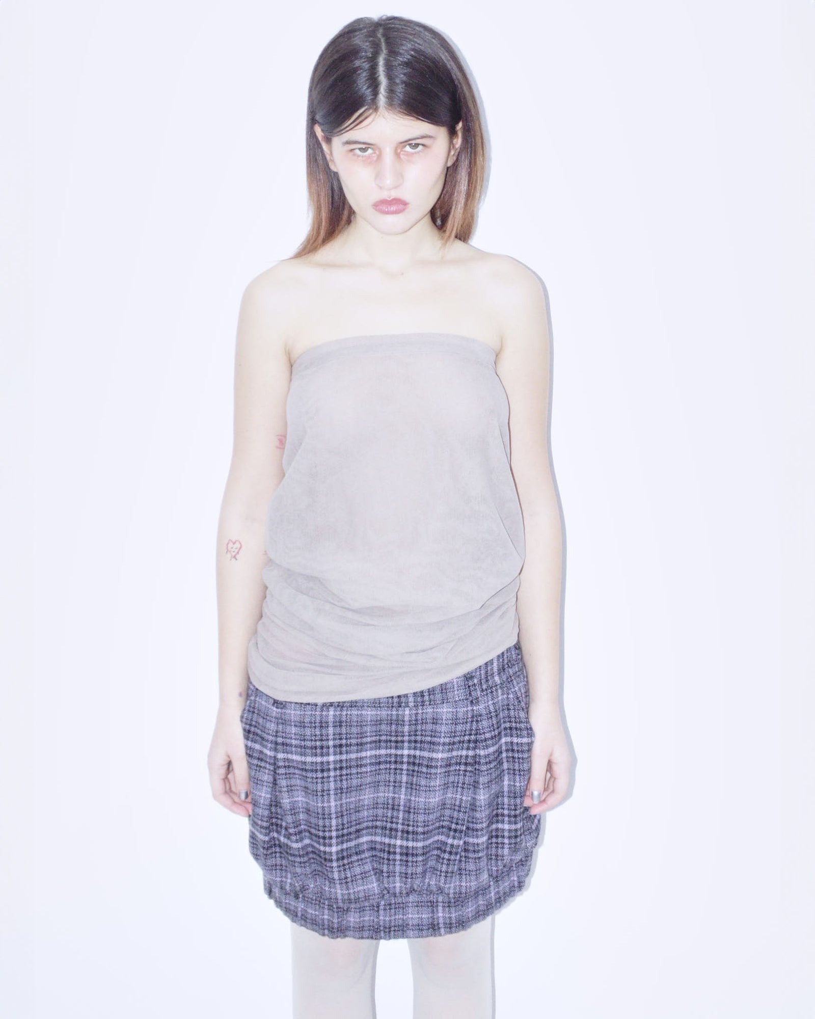purple plaid mini skirt