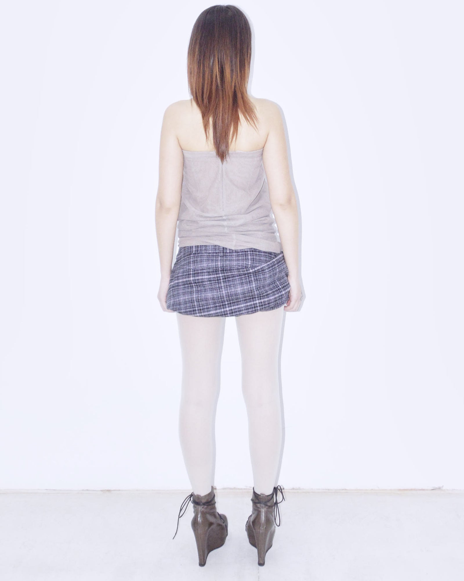 purple plaid mini skirt