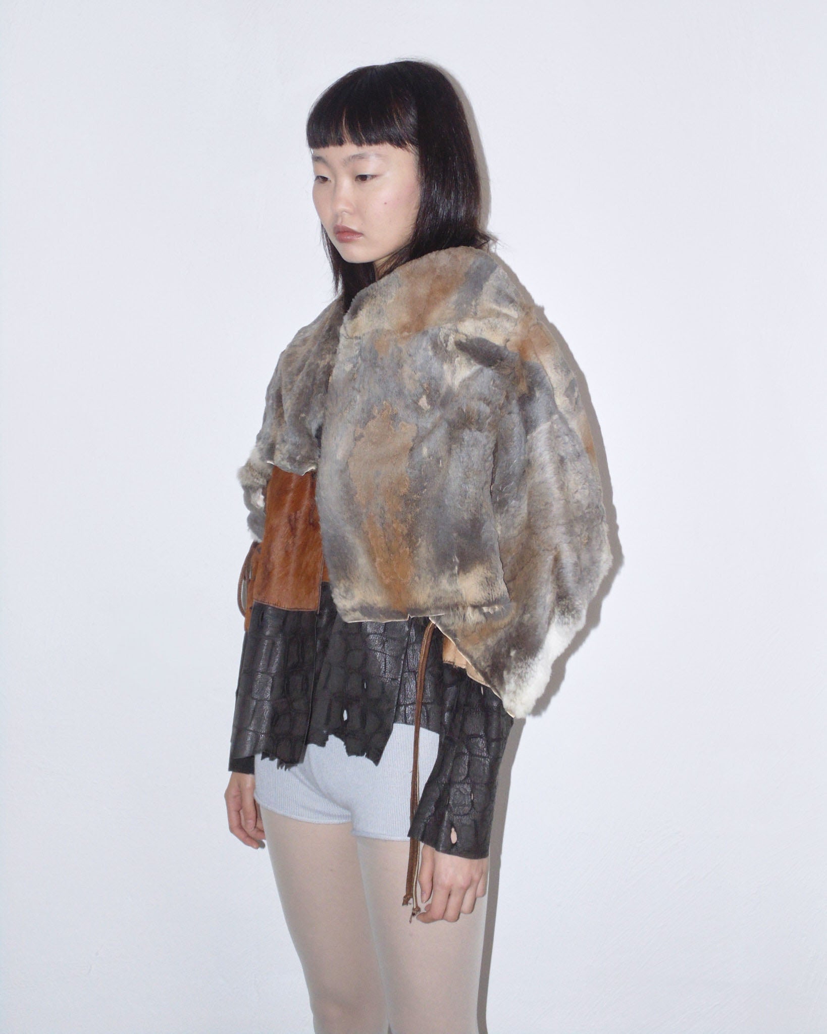 patchwork leather fur jacket ツギハギ V系 y2k raw cut leather and fur patchwork jacket – ANEMONIA