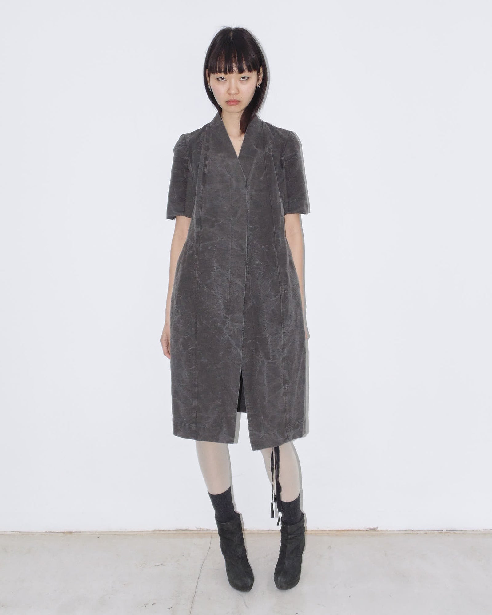 washed gray long coat/dress