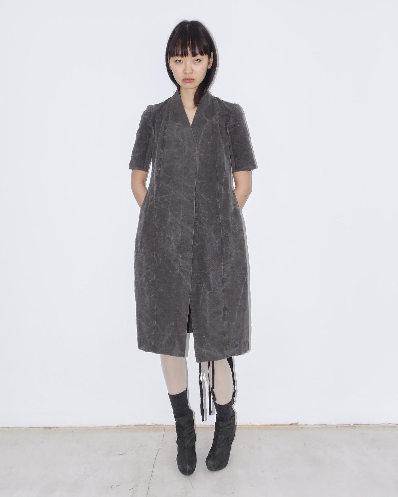 washed gray long coat/dress