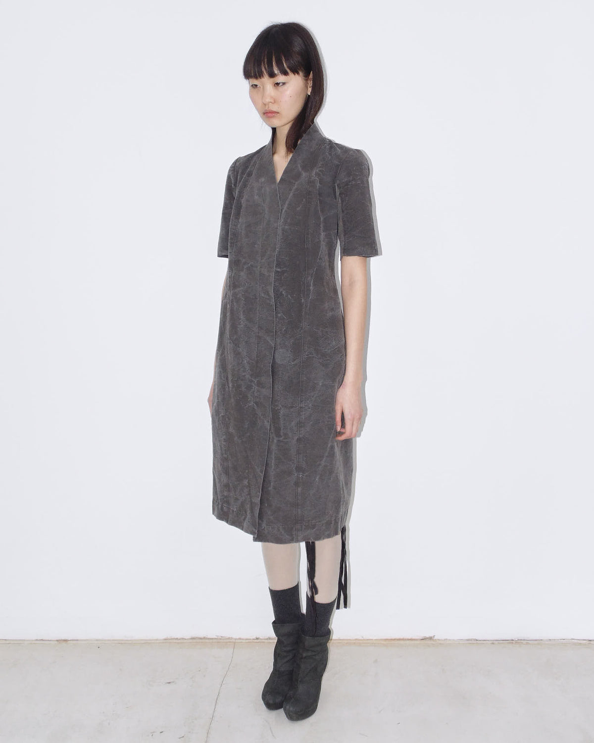 washed gray long coat/dress