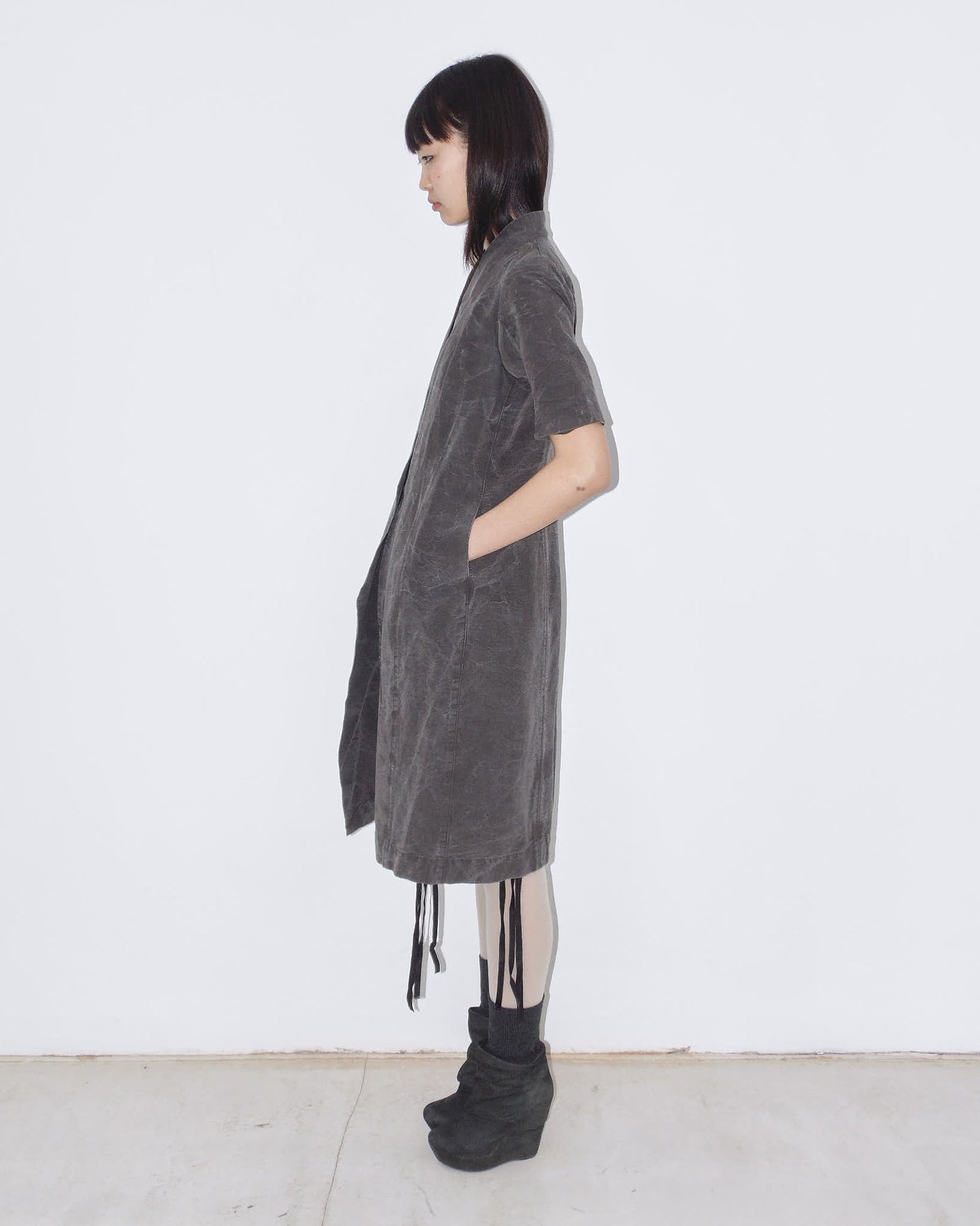 washed gray long coat/dress