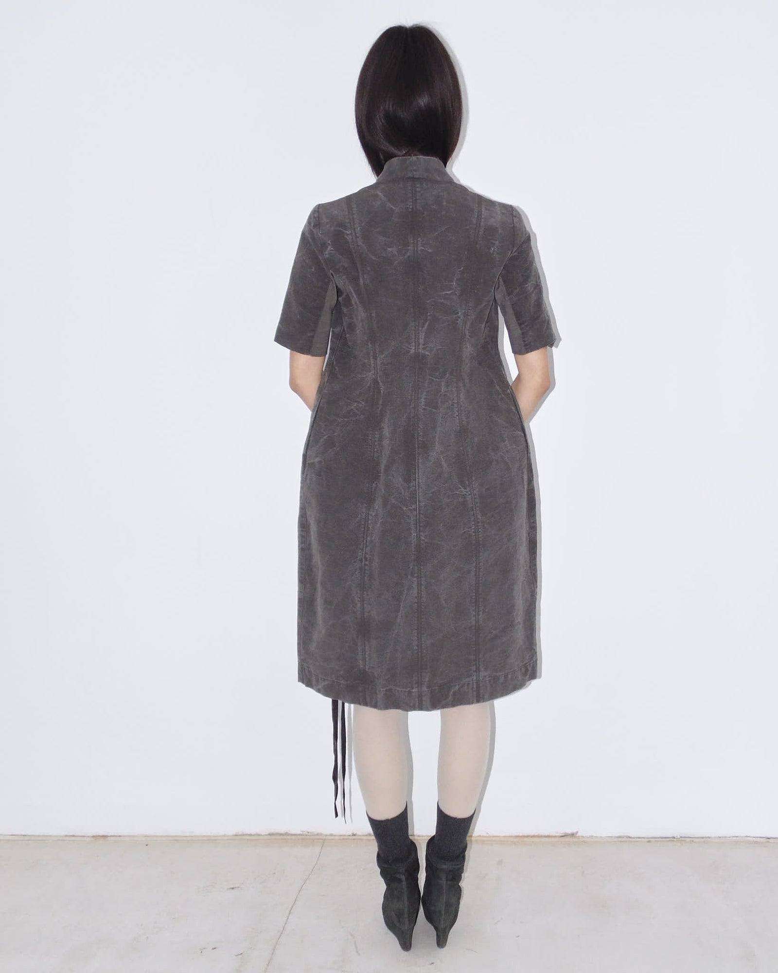 washed gray long coat/dress