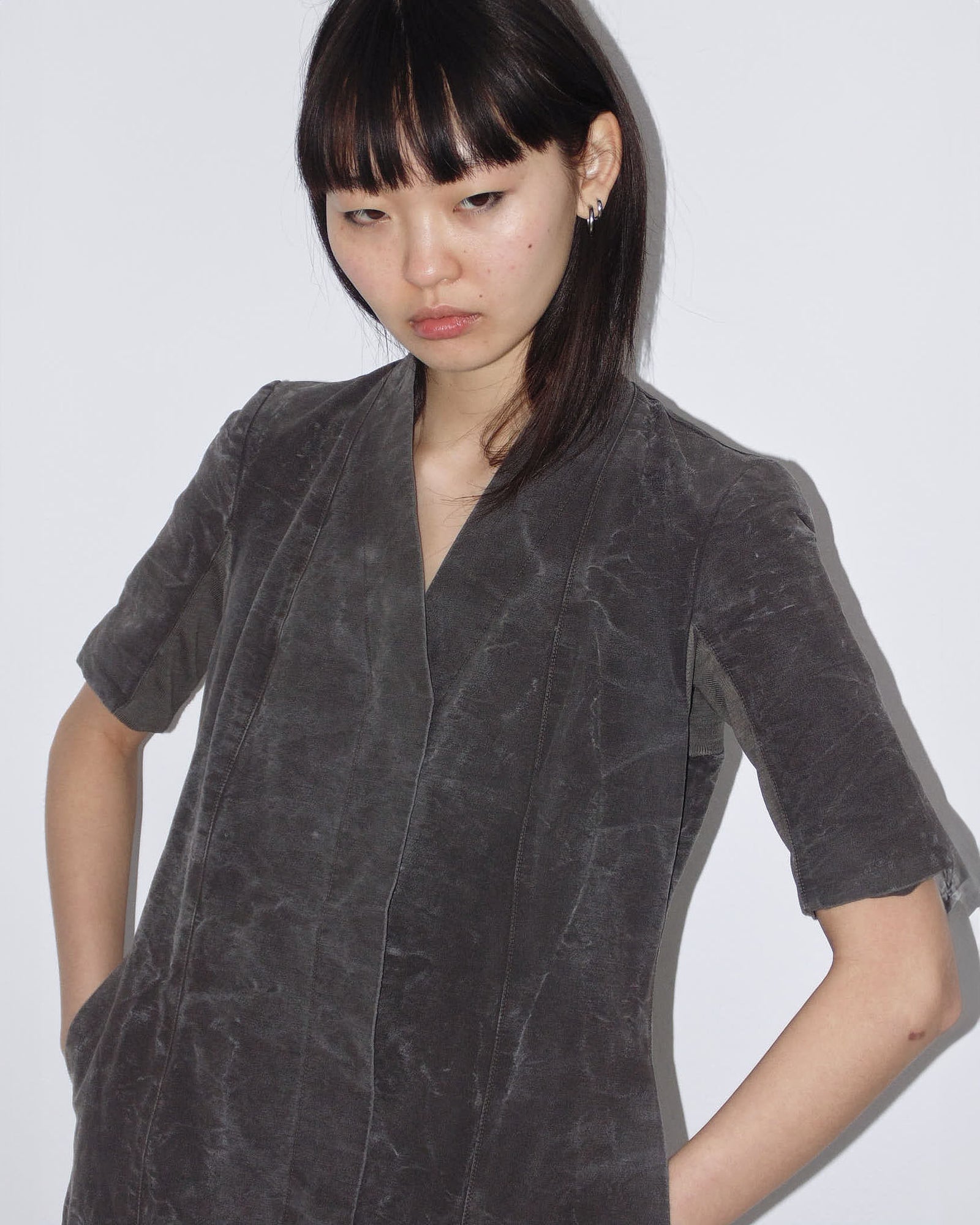 washed gray long coat/dress