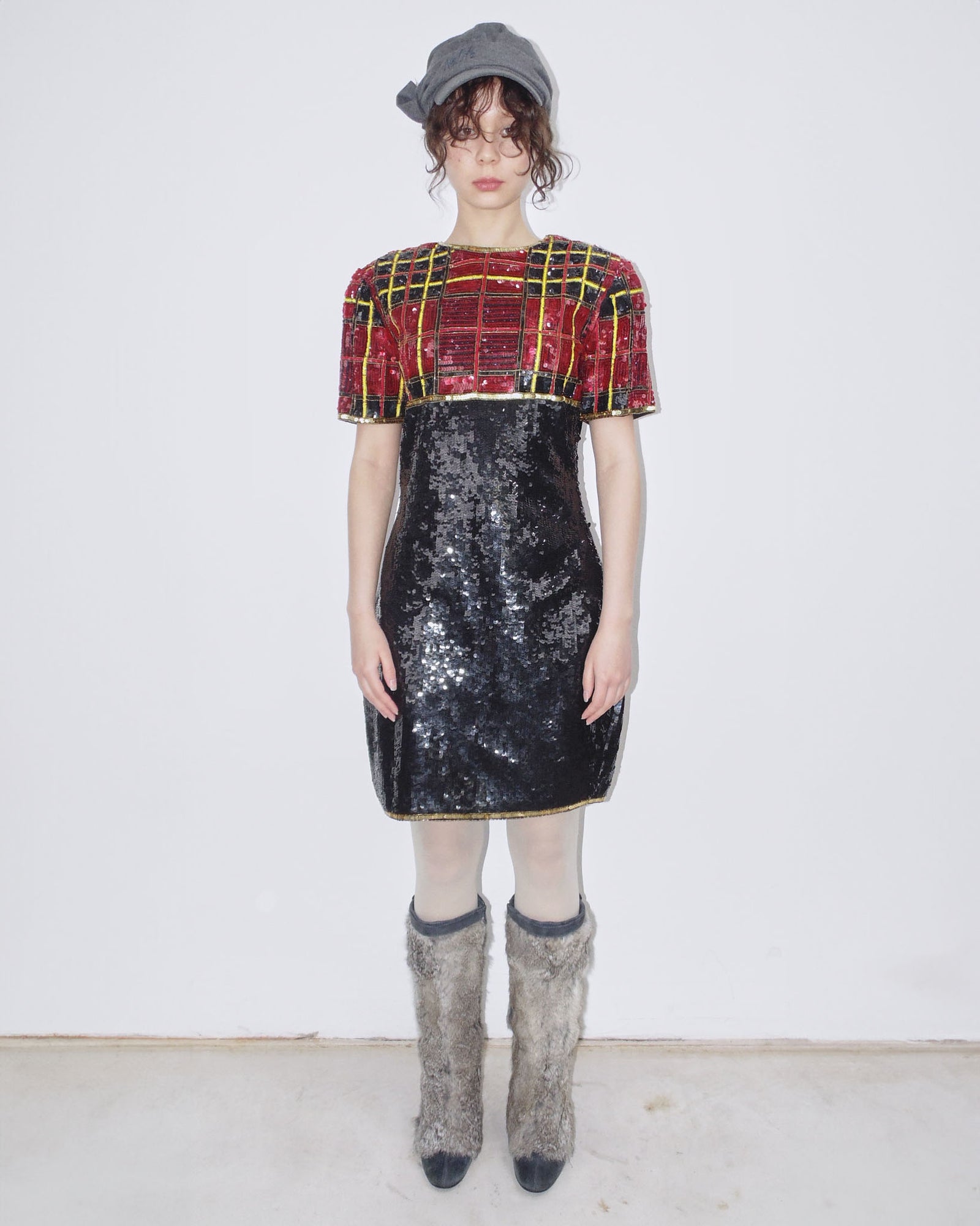 pure silk sequin dress with shoulder pads – ANEMONIA