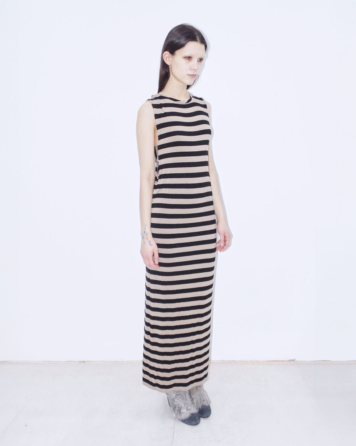striped cotton maxi dress