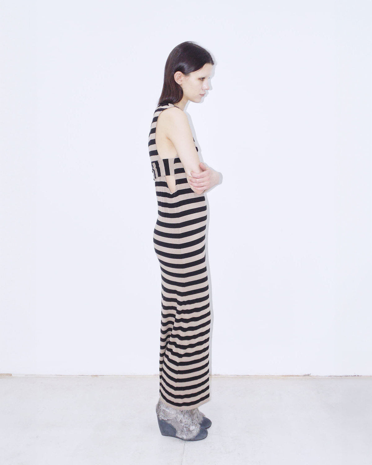 striped cotton maxi dress