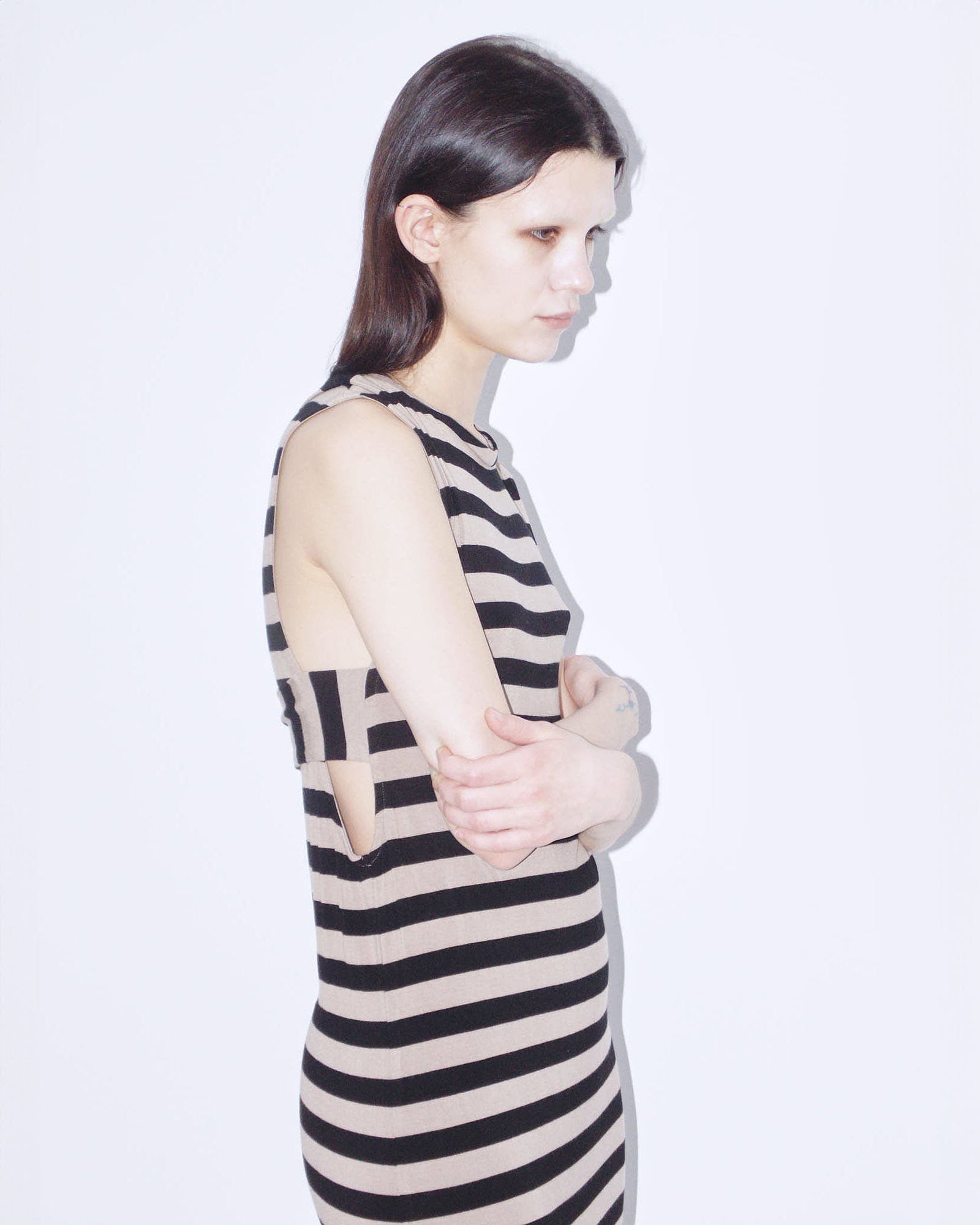 striped cotton maxi dress