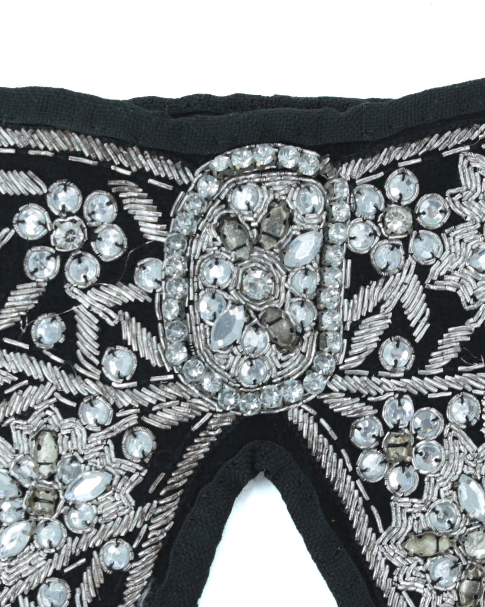 embroidered wool black bow belt
