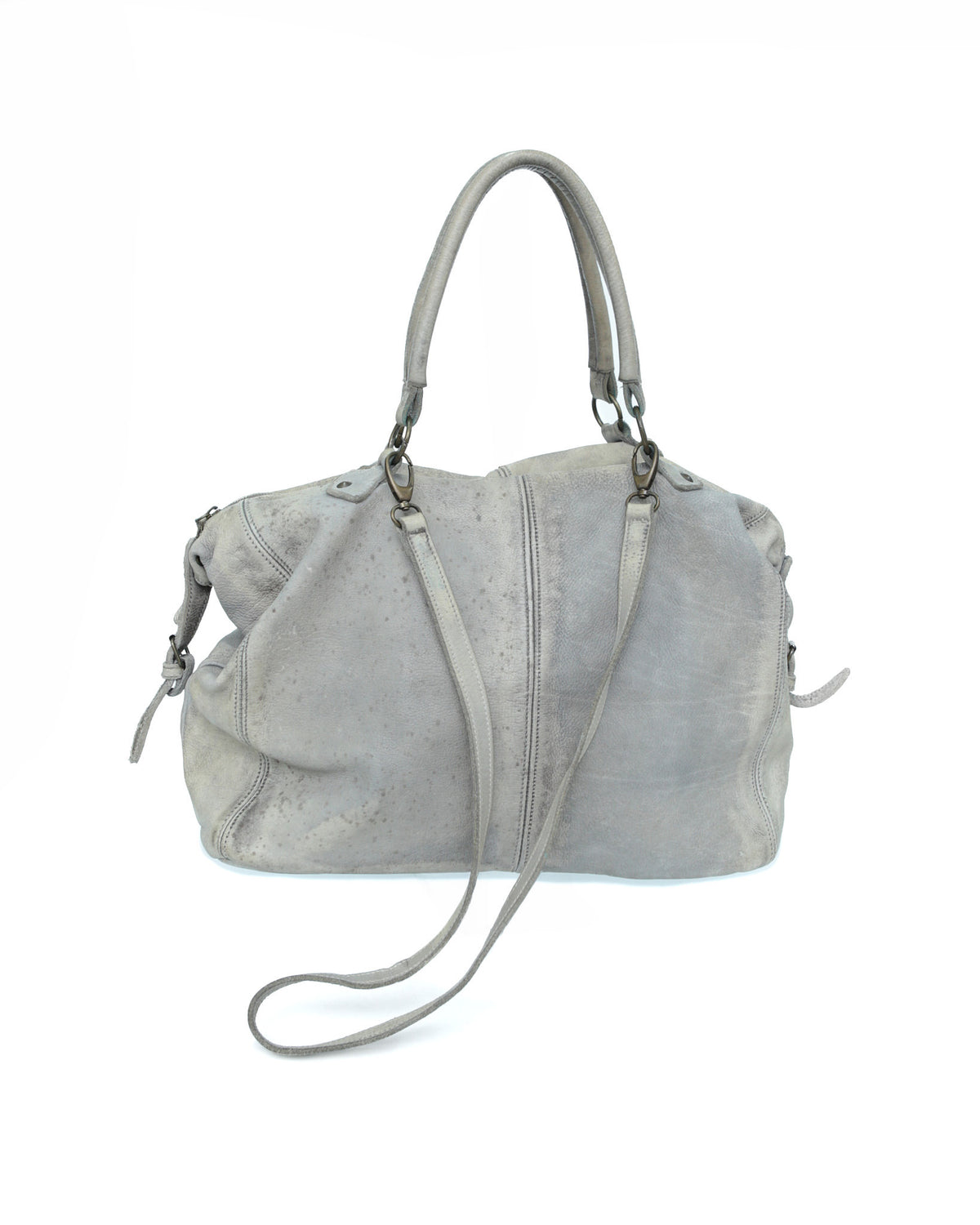 large washed taupe soft leather bag